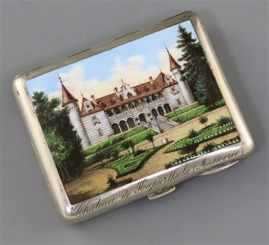 A late 19th/early 20th century German 800 standard silver and enamel cigarette case.